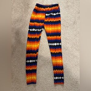LulaRoe Orange Yellow Print Aztec Leggings